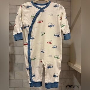 Kissy Kissy “Kissy Love” Helicopter Print Footless Romper 6–9M